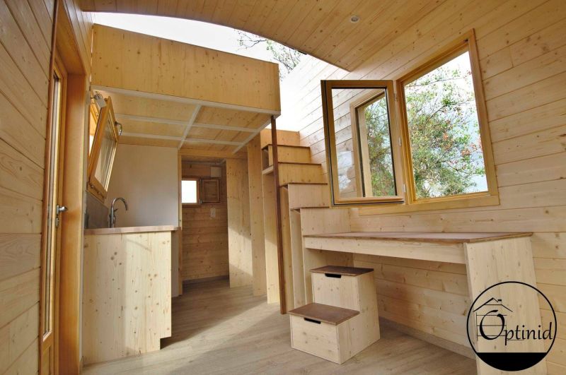 Optinid Builds Tiny House with Sliding Roof for Marie & Ange