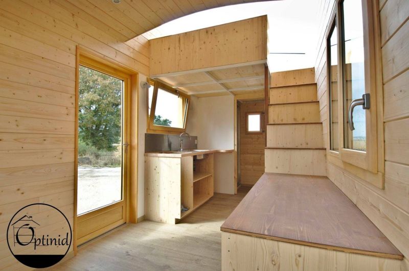 Optinid Builds Tiny House with Sliding Roof for Marie & Ange