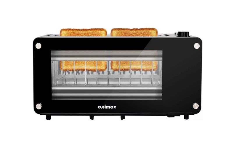 2-Slice Long Slot Toaster with Window, CUKOR Bagel Toaster with Warm Rack  and 7 Bread Shade Settings - CUKOR