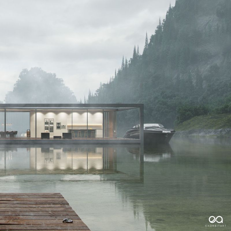 Benjamin Springer Designs Luxury House Floating Over a Lake