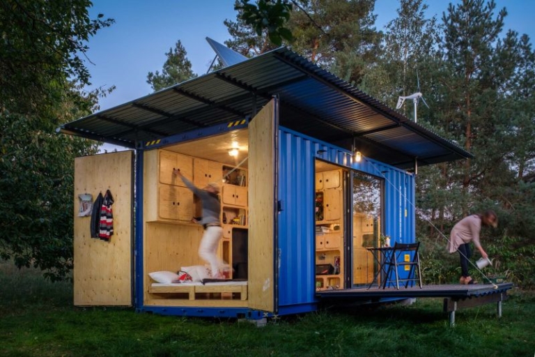 This Self-Sufficient Shipping Container Home by Pin-Up Houses