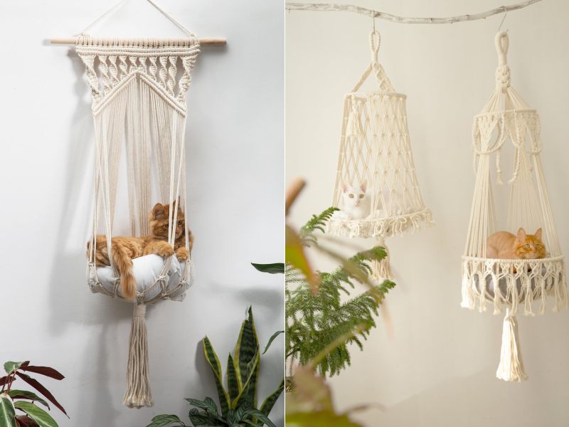 These Hanging Macramé Cat Hammocks are Purrrfect for Furry Companions 