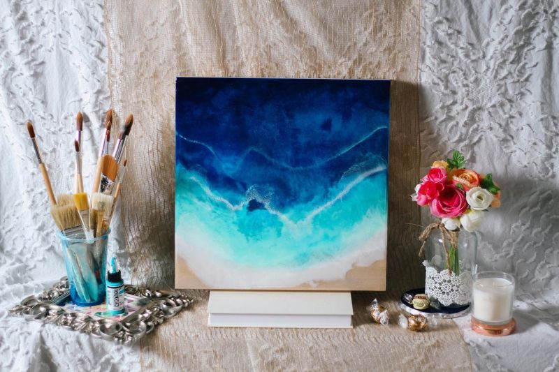 Maria Risen Creates Wood Serving Boards with Amazing Resin Seascapes 