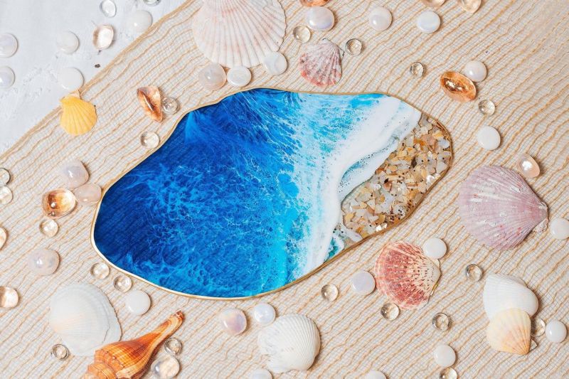 Maria Risen Creates Wood Serving Boards with Amazing Resin Seascapes 