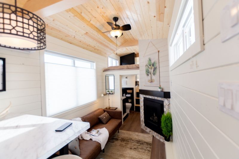 The Phoenix by Teacup Tiny Homes Features Overhanging Loft Bedroom