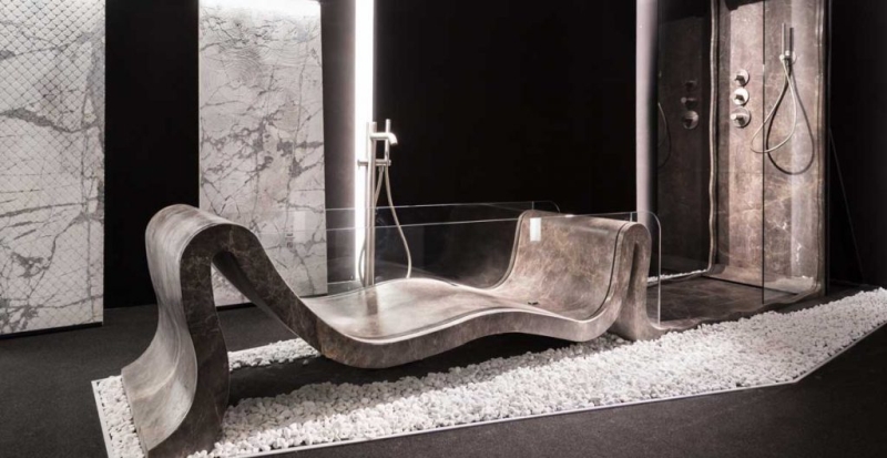 Marble Shower Base With Hidden Drain - Onda - Dedalo Stone