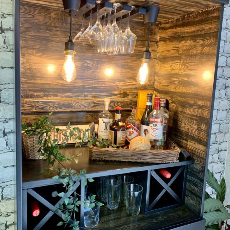 Woman Transforms Old Wardrobe into Home Bar