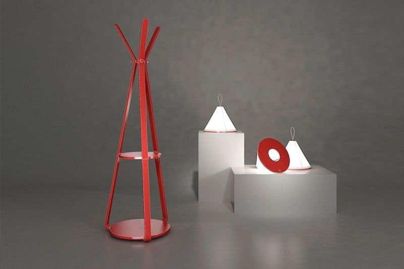 Hourglass Shelf by Ren Yu Serves as Coat Rack and Lamp