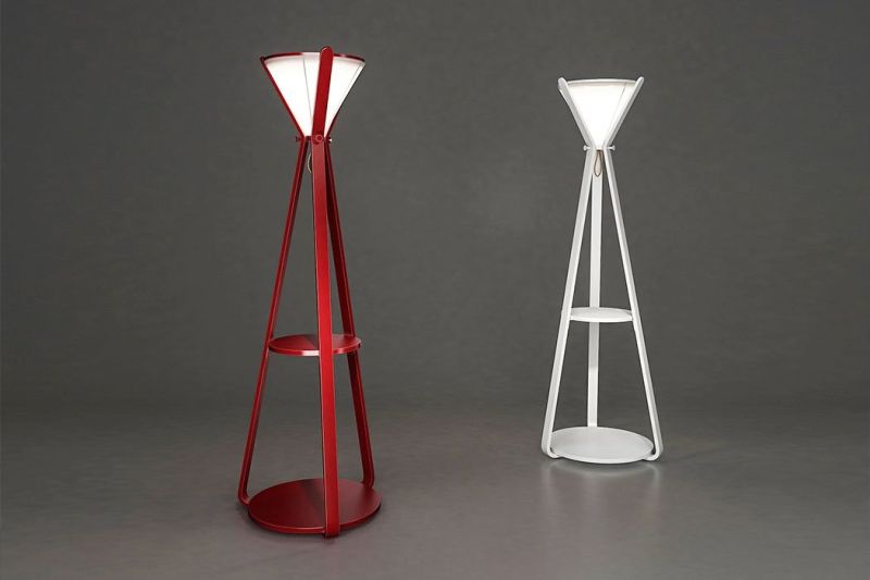 Hourglass Shelf by Ren Yu Serves as Coat Rack and Lamp