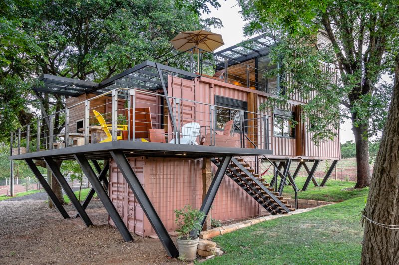 This Hanging House in Brazil is Built from Shipping Containers