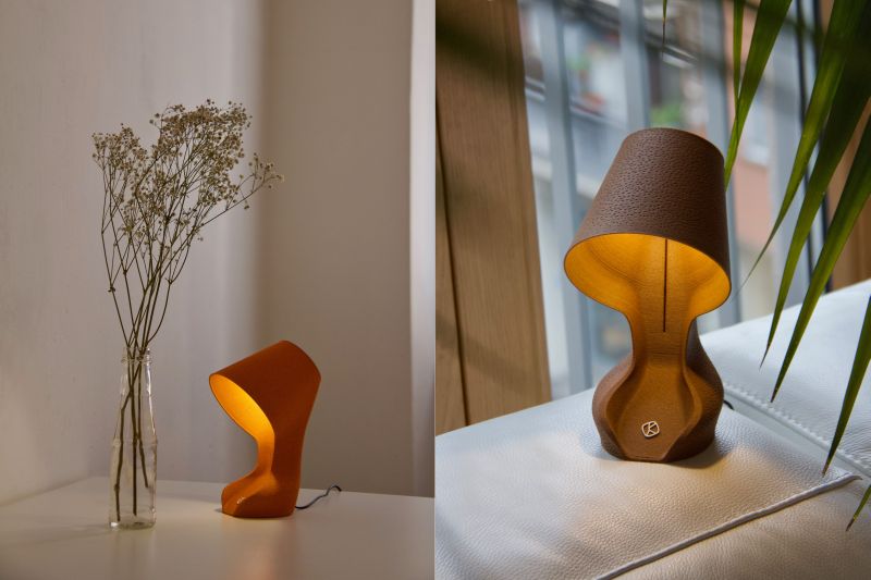 Ohmie is a 3D-printed lamp made from orange peels