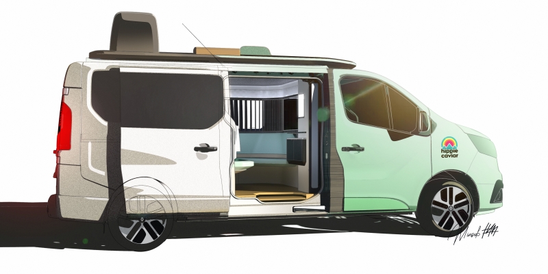 Hippie Caviar Camper Van That Expands Into Personal Glamping Resort To Be Revealed In 2021 CARAVAN SALON in Düsseldorf.