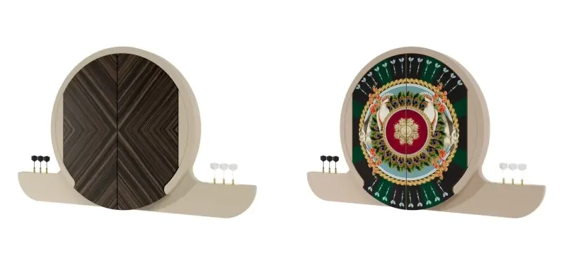 Argo Dartboard Cabinet by Vismara Doubles as Wall Art