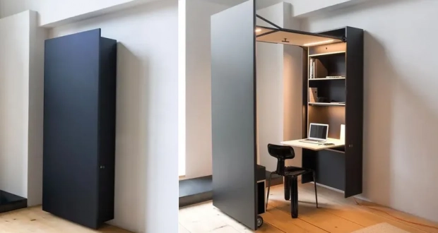 DER VORSTAND Wall Cabinet Transforms Into a Working Desk