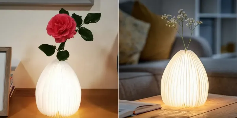 Gingko’s Smart Vase Light Not Just Double Duties as a Lamp and a Hidden Vase but Also Folds like a Book