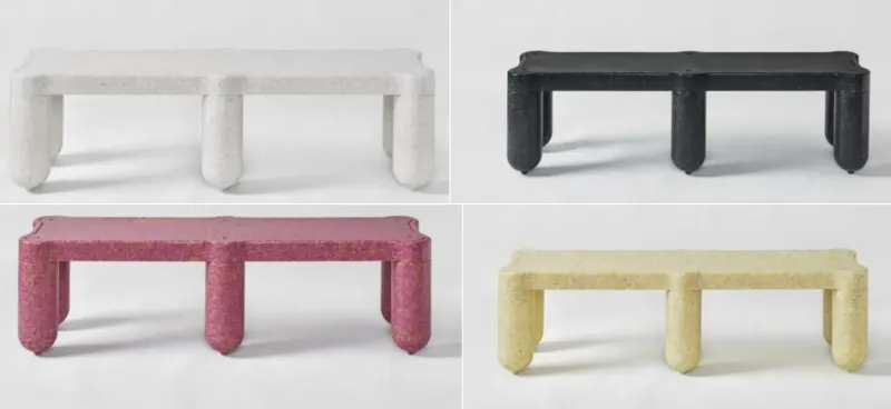 Plastic waste molded into Crates and Mini Benches