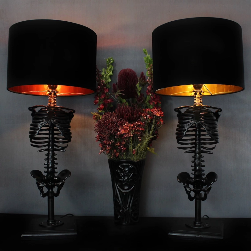 This Gothic Skeleton Table Lamp by The Blackened Teeth is Perfect for Halloween