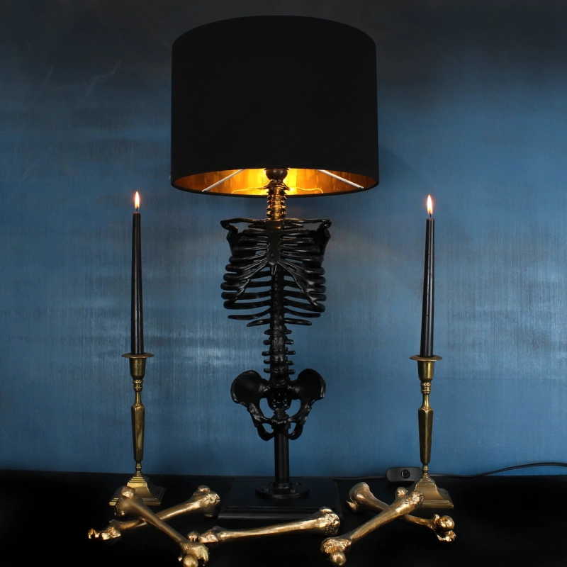 This Gothic Skeleton Table Lamp by The Blackened Teeth is Perfect for Halloween