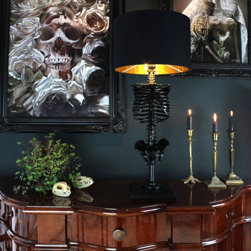 Gothic Skeleton Table Lamp by Blackened Teeth is Perfect for Halloween