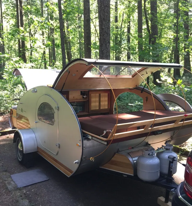 This Innovative Teardrop Trailer has Slide-Out Bunk Bed