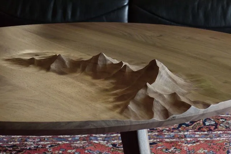 Ben & Manu Wooden Tables are Handcrafted with Mountaintops on Its Surface