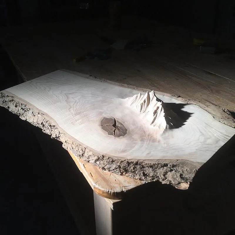 Ben & Manu Wooden Tables are Handcrafted with Mountaintops on Its Surface