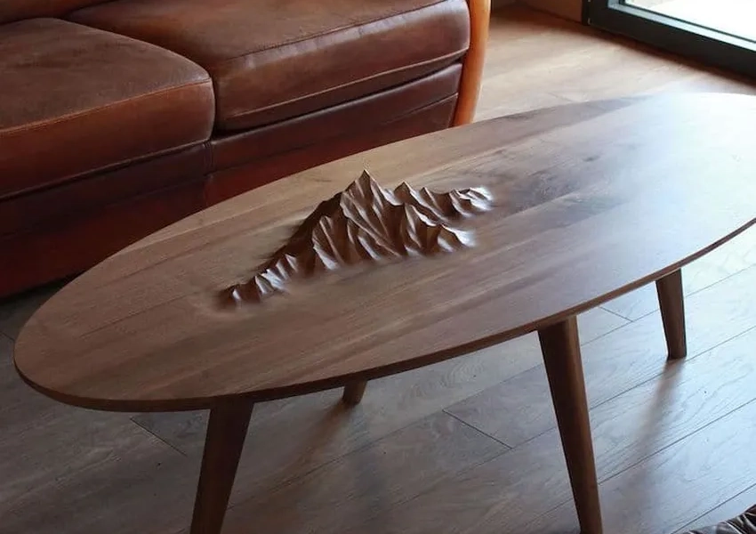 Ben & Manu Wooden Tables are Handcrafted with Mountaintops on Its Surface