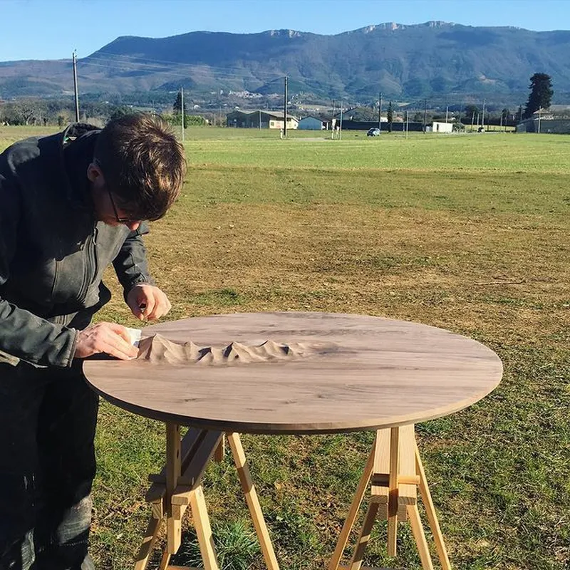 Ben & Manu Wooden Tables are Handcrafted with Mountaintops on Its Surface