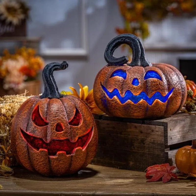 Delightfully Spooky Lighted Halloween Jack-O-Lanterns