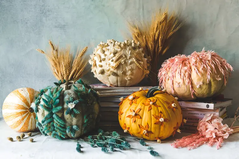 Pumpkin decor with Plants & Flowers