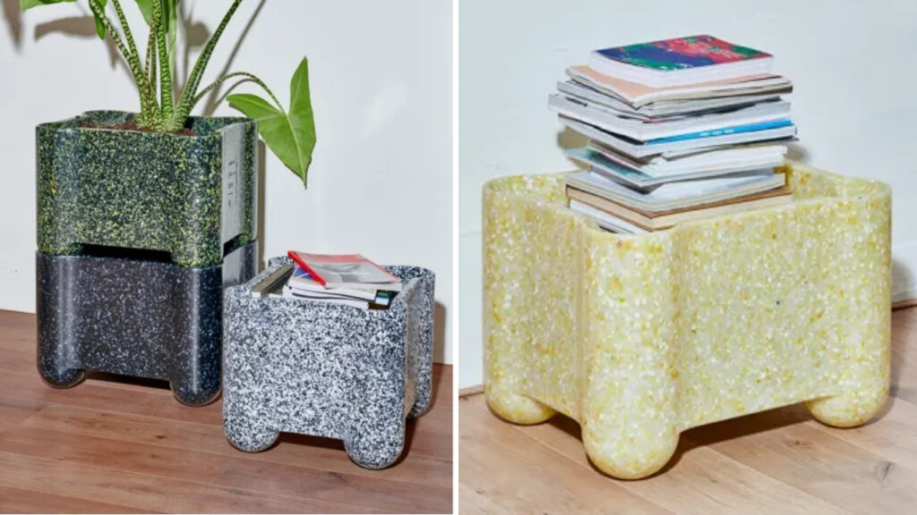 Plastic waste molded into Crates and Mini Benches