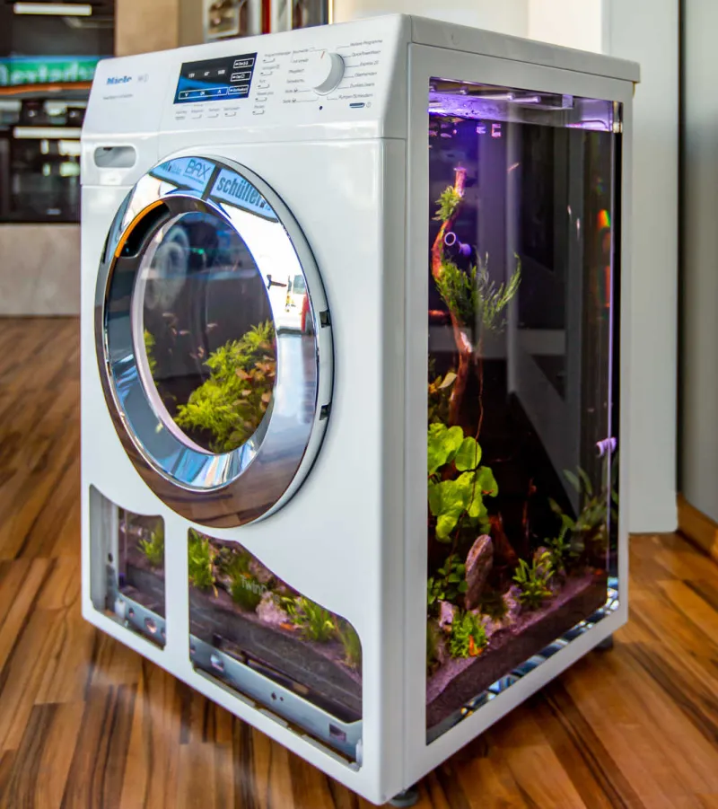 New Wave Aquarium Comes With Lighting and Filtration System Inside a Washing Machine 