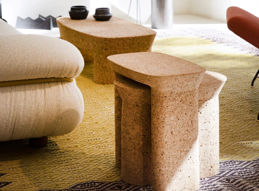 Maddalena Casadei Stylish Accanta Tables For Pretziada Are Carved From Cork Sardinian Cork