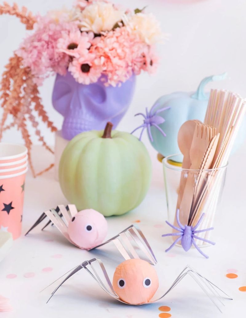 Create Cutesy pastel Spiders for halloween 