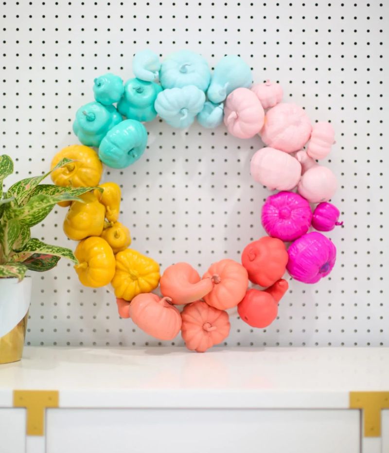 Wrap Wreaths in soft pastel Hues for halloween decor 