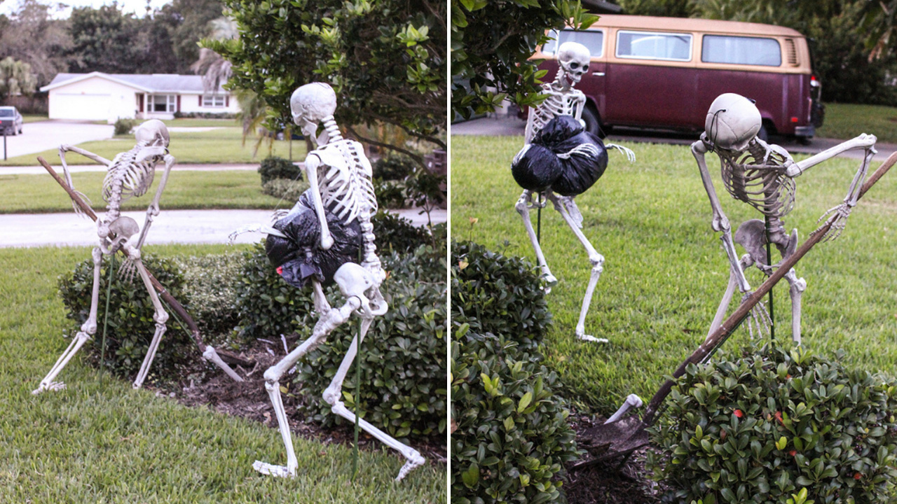 DIY Skeleton Lawn Décor for Halloween