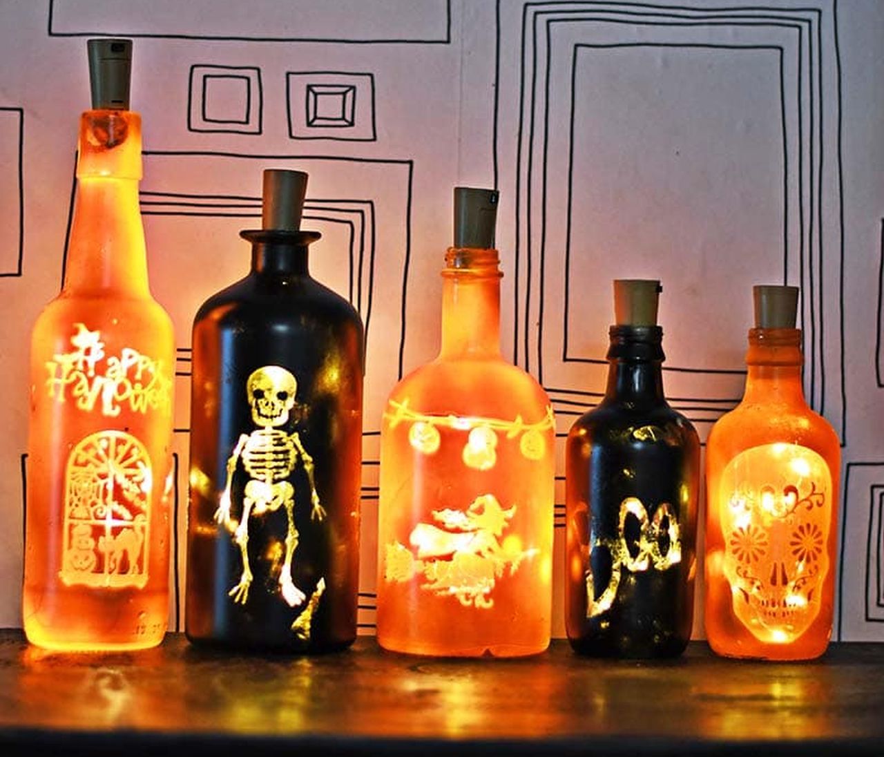 Halloween Wine Bottle Lamp