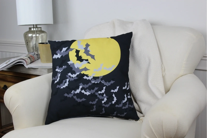 pillow with a flock of bats