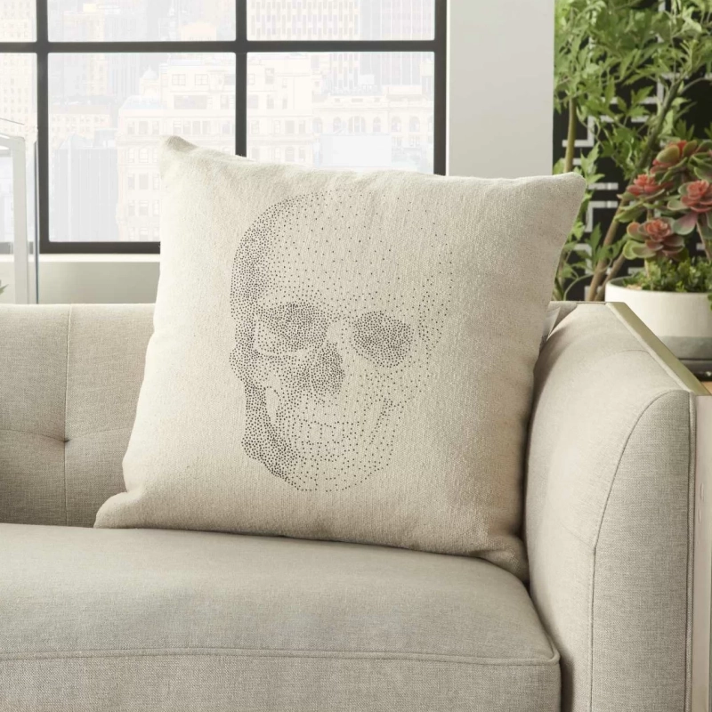 pillow printed with skull design 