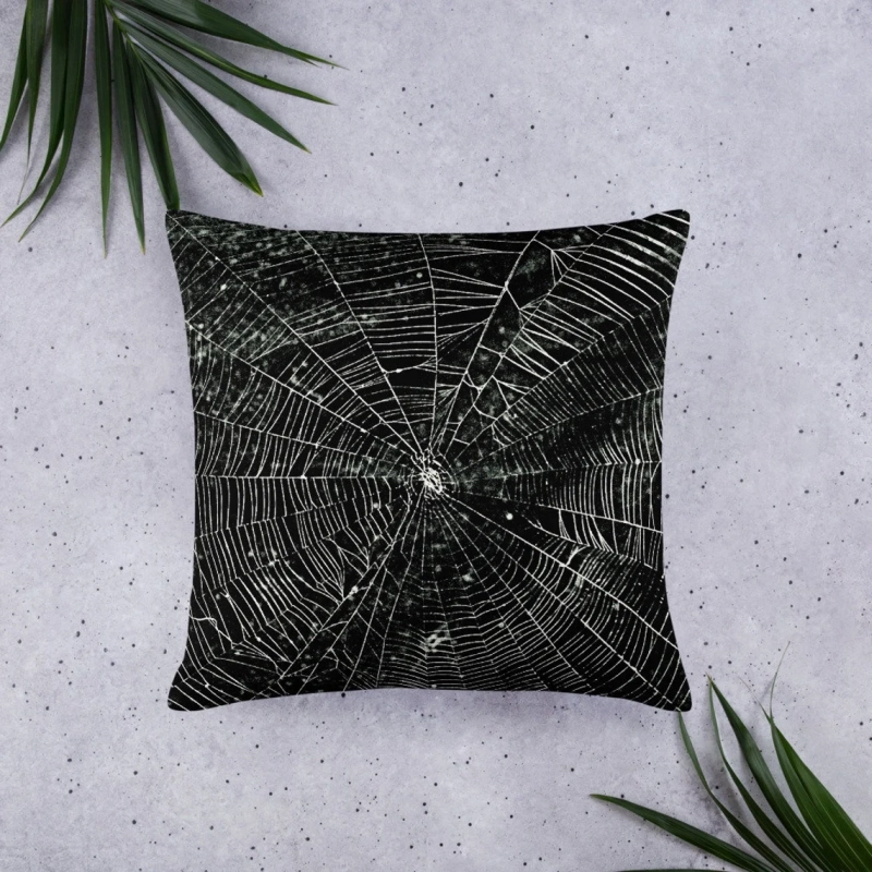 Halloween Pillow with creepy spider web pattern 