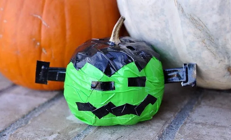 tape monster pumpkin halloween decor  