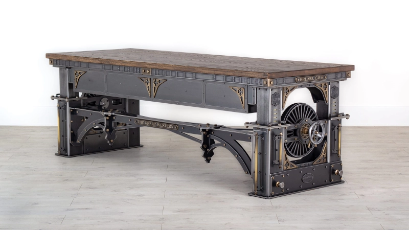 Great Western Desk by Steel Vintage Features a built-in Electric Lifting Mechanism