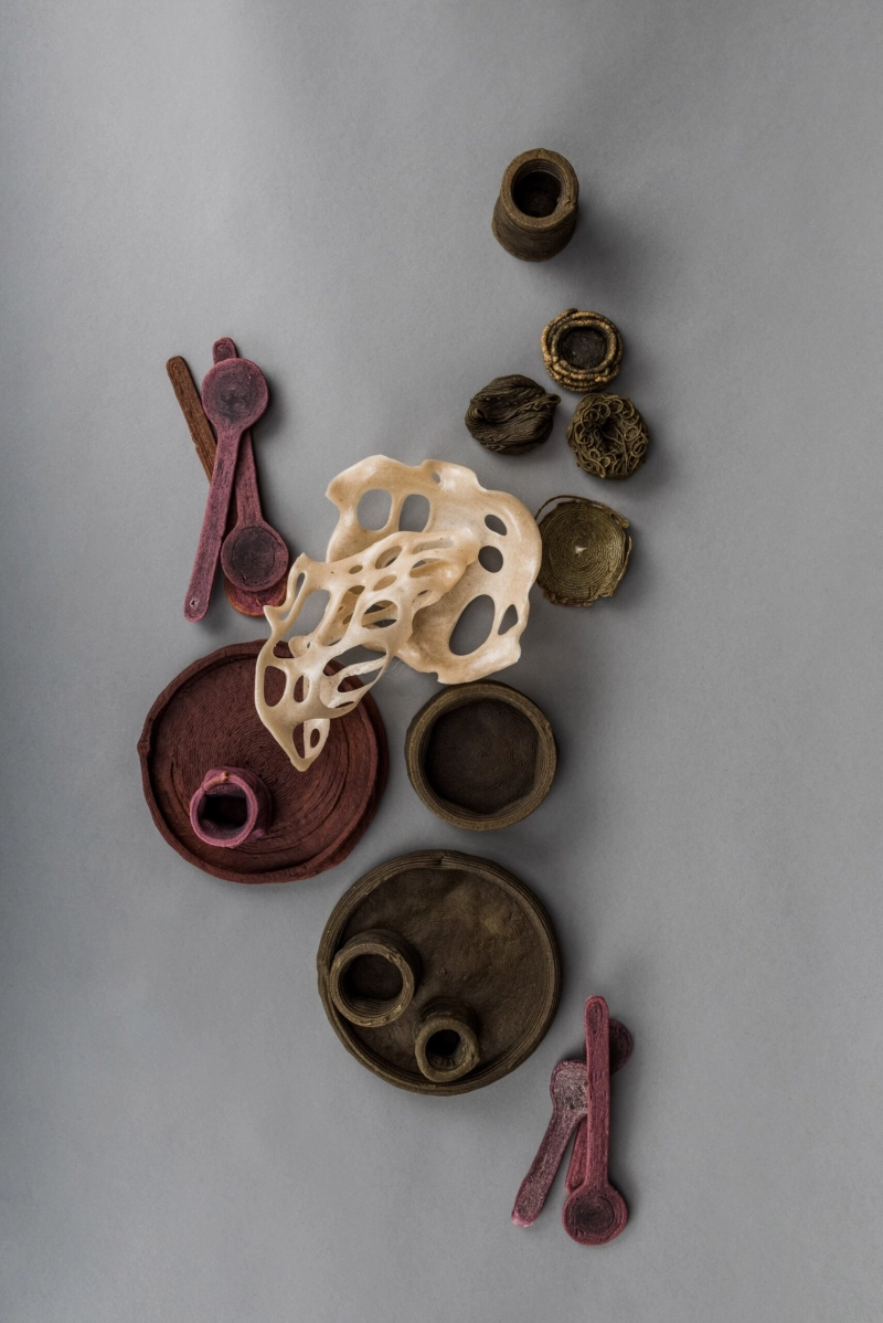 This 3D Printed Tableware Collection is made out of Waste Food Material 