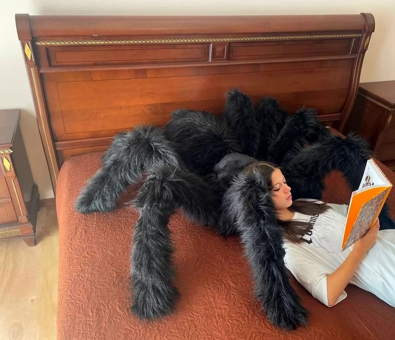 This Gigantic Spider Plush Pillow Made of Faux Fur is Available on Etsy