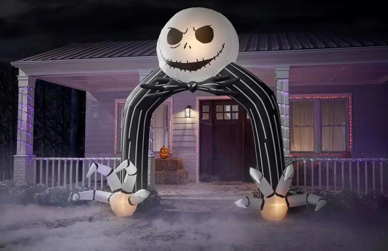 This self-inflating Jack Skellington Archway Halloween Inflatable is perfect for your yard