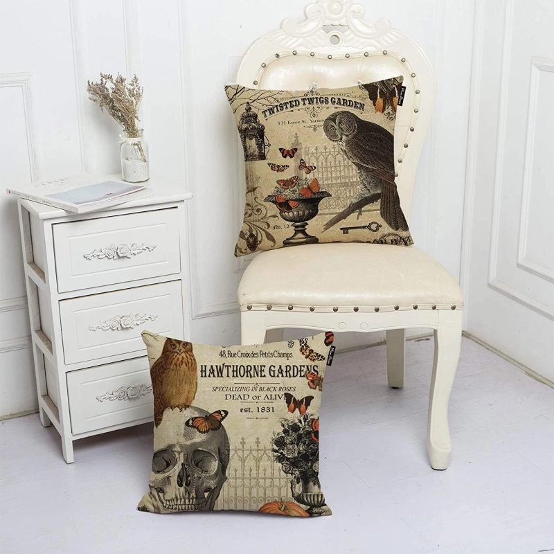 Vintage-styled Halloween throw pillow covers