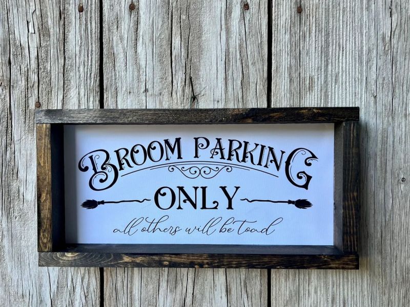 broom parking sign halloween