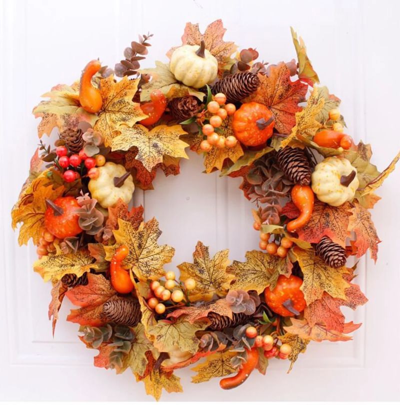 maple pumpkin fall halloween wreath new