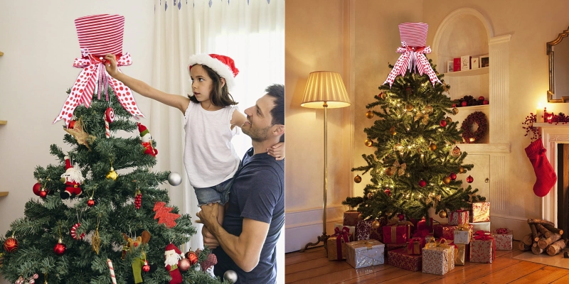 Hat with Bell Bow Christmas Tree Toppers 