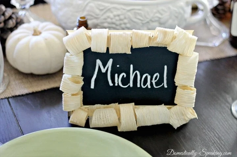 Corn Husk and Chalkboard Place Card